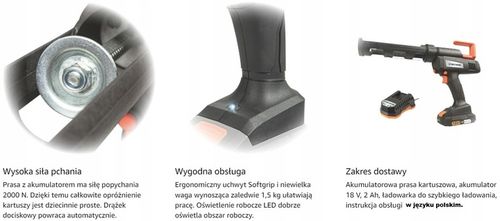 PISTOLET DO SILIKONU KLEJU AKUMULATOROWY WYCISKACZ DO KARTUSZY 18V na Arena.pl