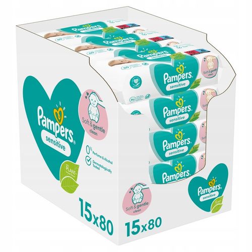 Chusteczki nawilżane Pampers Sensitive 15 x 80 szt. na Arena.pl