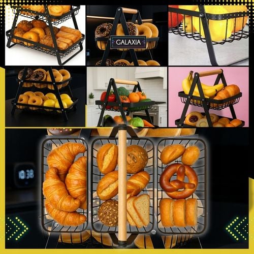 KOSZ NA OWOCE Koszyk na Warzywa Stojak Piętrowy Czarny 3 Poziomy na Arena.pl