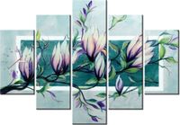 105CM 150CM ZEGAR 5 ELEM SŁODYCZ MAGNOLII JASNEJ ZIELENI DRUK OBRAZ