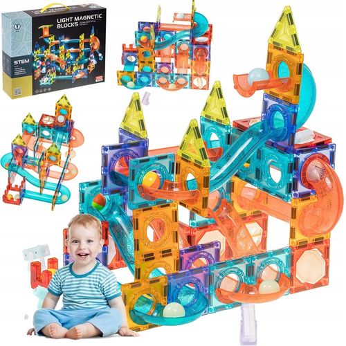 KLOCKI MAGNETYCZNE ŚWIĘCĄCE TOR KULKOWY KLOCKI KONSTRUKCYJNE KULODROM 110EL na Arena.pl