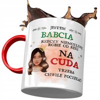 Kubek Czerwony Dla Babci Babuni Na Dzień Babci Z Nadrukiem Ze Zdjęciem