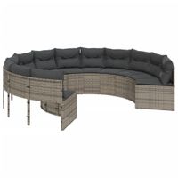 Sofa ogrodowa z poduszkami, okrągła, szary rattan PE