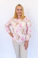 Elegancka Bluzka Blue Fuksjowo-Beżowa 38