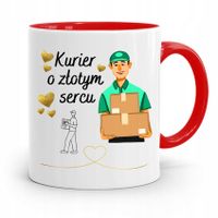 Kubek Czerwony Dla Kuriera O Złotym Sercu Prezent Z Nadrukiem Ze Zdjęciem