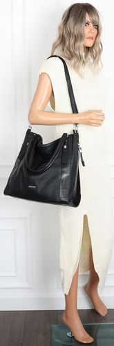 Torebka Damska Listonoszka Worek Shopper Duża na Ramię SR25305S Czarna na Arena.pl