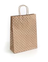 torebki papierowe kraft złote kropki 33x10x24 a'5