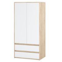 Szafa Garderoba 90cm 2 Szuflady Półki Drążek Salon Sypialnia Sonoma Biały