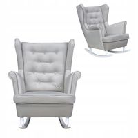 Fotel uszak Diana bujany skandynawski  szaro bezowy welur