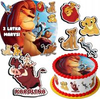 ZESTAW OPŁATEK NA TORT 20CM + 17 POSTACI - KRÓL LEW + IMIĘ 15CM 18CM