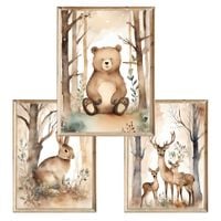 Zestaw trzech plakatów dla dzieci Leśne Zwierzęta