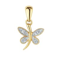 wisiorek motylek z diamentem w żółtym złocie