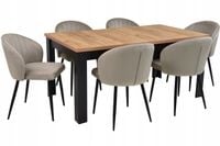 Rozkladany stół LOFT 90x160/200 i 6 krzeseł KUBEŁKOWE FOTELOWE BEŻOWE