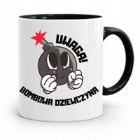 Kubek Czarny Dla Dziewczyny Żony Uwaga Wybuchowa! Z Nadrukiem Ze Zdjęciem