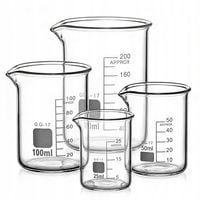 Zestaw 4 miarek Becher 25 ml 50 ml 100 ml 250 ml, Szkło borokrzemowe nauka