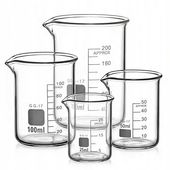 Zestaw 4 miarek Becher 25 ml 50 ml 100 ml 250 ml, Szkło borokrzemowe nauka