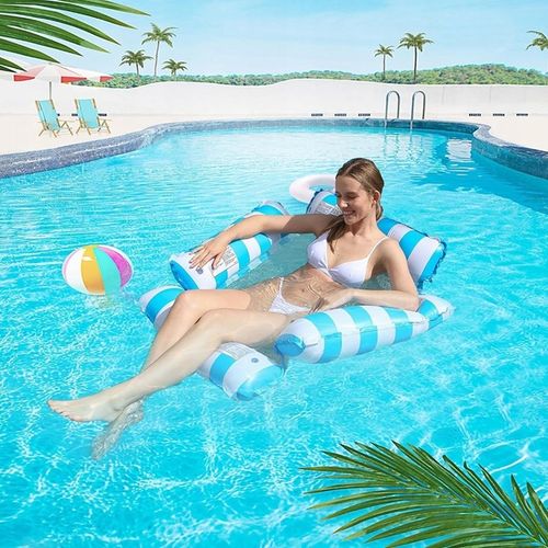 HAMAK WODNY MATERAC DO PŁYWANIA DMUCHANY Z SIATKĄ DO BASENU LEŻAK PLAŻOWY na Arena.pl