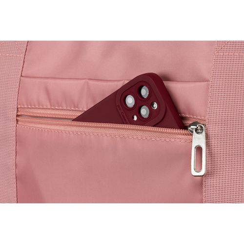 różowa torba weekendowa wykonana z poliestru z kieszonkami zewnętrznymi na Arena.pl