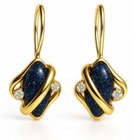 Srebrne kolczyki wiszące czarne damskie noc kairu srebro 925 pozłacane