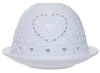 Lampion porcelanowy z sercem ażurowy