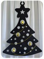 Zawieszka ozdoba do okna ŚWIĄTECZNA CHOINKA Boże Narodzenie DUŻA czarn złot