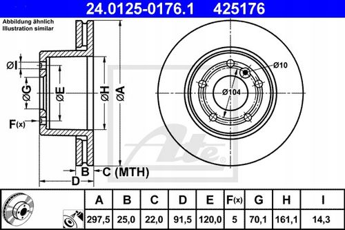 TARCZA HAM PRZOD 298X25 V ATE na Arena.pl
