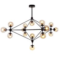 Żyrandol LAMPA wisząca CGPYRAMID15 COPEL industrialna OPRAWA zwis molekuły szklane kule balls loft czarny bursztynowe