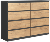POJEMNA KOMODA 8SZUFLAD 120CM ANTRACYT FRONT DĄB LANCELOT SZAFKA PRODUCENTA