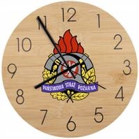 Bambusowy ZEGAR ścienny nadruk dla instytucji - PAŃSTWOWA STRAŻ POŻARNA