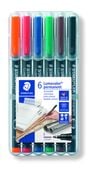 foliopisy kolorowe 6 szt permanentne f lumocolor staedtler