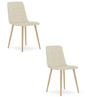 Krzesło KARA - jasny beż aksamit / nogi kolor drewna x 2
