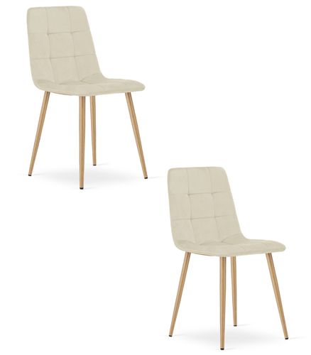 Krzesło KARA - jasny beż aksamit / nogi kolor drewna x 2 na Arena.pl