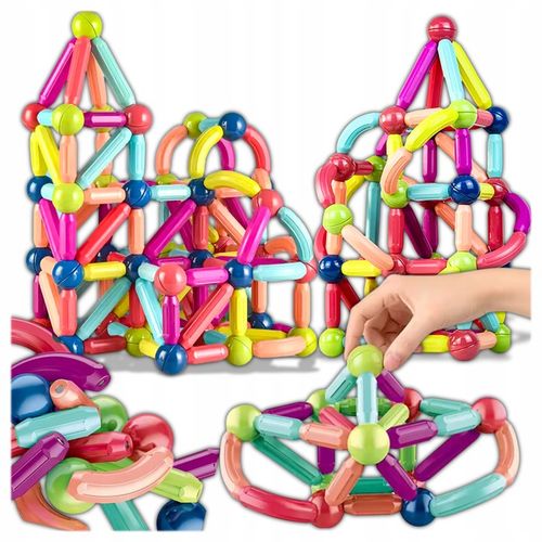 Klocki Magnetyczne Konstrukcyjne Edukacyjne Dla Dzieci Duże Elementy 98 El na Arena.pl