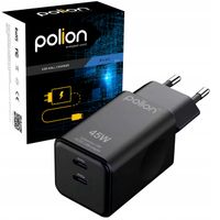 2 x Szybka ładowarka Polion 45W 2x USB-C SFC 2.0 PD QC 3.0 do telefonu tabl