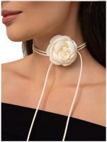 CHOKER NASZYJNIK ATŁAS RÓŻA ECRU KREM MAŁA elegancka