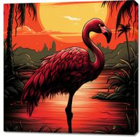 Obraz 100x100cm Flaming nad Wodą