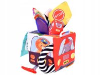 Miękka Kostka Sensoryczna Pojazdy pudełko z chusteczkami montessori ZA5587