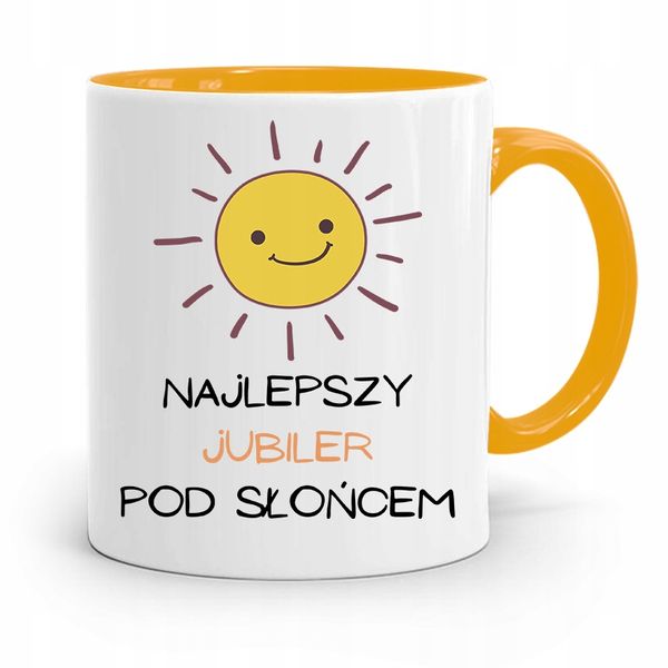 Dla Jubilera Kubek Żółty Najlepszy Pod Słońcem Z Nadrukiem Ze Zdjęciem zdjęcie 1