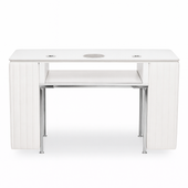 Biurko kosmetyczne z otworem na pochłaniacz biało-srebrne 130x45x78