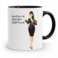 Kubek Czarny Prezent Zaufaj Mi Jestem Szefową Z Nadrukiem Ze Zdjęciem