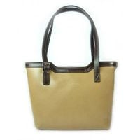 VERA PELLE TOREBKI SKÓRZANE NA RAMIĘ A4 BEŻ Z BRĄZEM V19TN