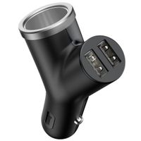ładowarka samochodowa y-type 2x usb + gniazdo zapalniczki 3.4a czarny