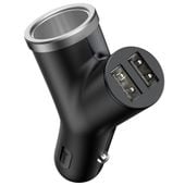 ładowarka samochodowa y-type 2x usb + gniazdo zapalniczki 3.4a czarny