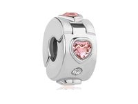 Rodowany srebrny charms pandora otwierany klips serce heart cyrkonie srebro 925 LOCKH45RH