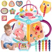 EDUKACYJNA KOSTKA INTERAKTYWNA SENSORYCZNA SORTER KLOCKI MONTESSORI 7w1