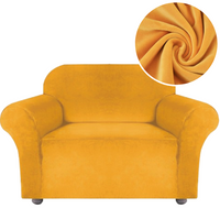 POKROWIEC NA FOTEL KANAPĘ SOFĘ ELASTYCZNY WELUR 90-140 MUSZTARDOWY