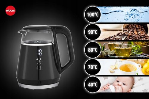 CZAJNIK ELEKTRYCZNY BEZPRZEWODOWY SZKLANY 1L PANEL DOTYKOWY 1100W na Arena.pl