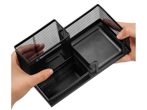 ORGANIZER NA BIURKO AKCESORIA METALOWY CZARNY STABILNY PRAKTYCZNY PORZĄDEK na Arena.pl