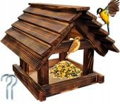 Karmnik Dla Ptaków Duży XXL Opalany Mocny Solidny Budka + Karma