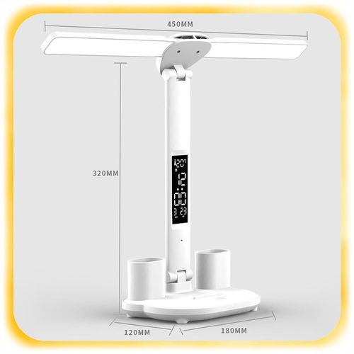 PODWÓJNA LAMPKA BIURKOWA LED Z ORGANIZEREM WYŚWIETLACZEM TEMP ZEGAR na Arena.pl